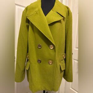Women's Green Double-Breasted Coat